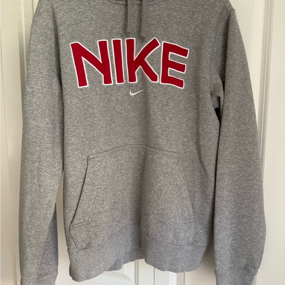 Nike Red and Gray Men's Hoodie